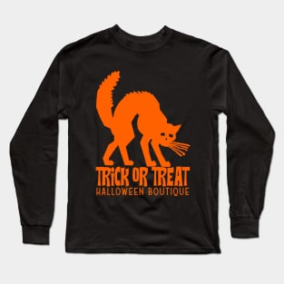 Trick or Treat Black Cat - Orange Long Sleeve T-Shirt